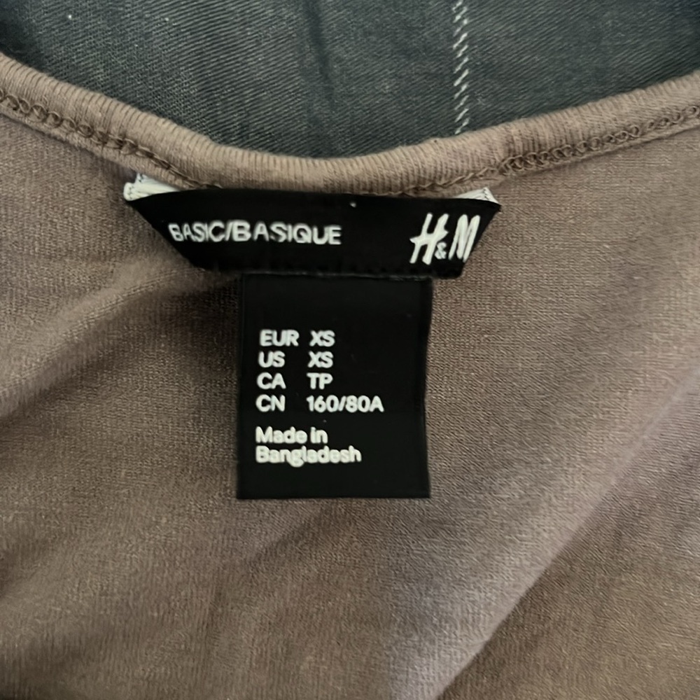 H&M Basic Taupe Stretch Cotton Tank Top XS - Picture 3 of 5